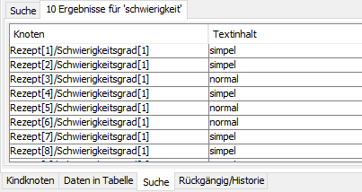 Beispiel für Suchergebnisse